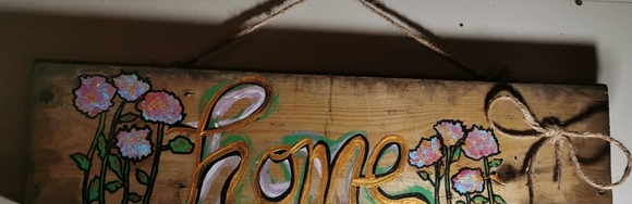 Handcrafted Home Wood Sign Painting flowers Gold - Picture 5 of 8